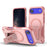 For iPhone 17 Air Armor Magsafe Holder PC Hybrid TPU Phone Case(Pink)