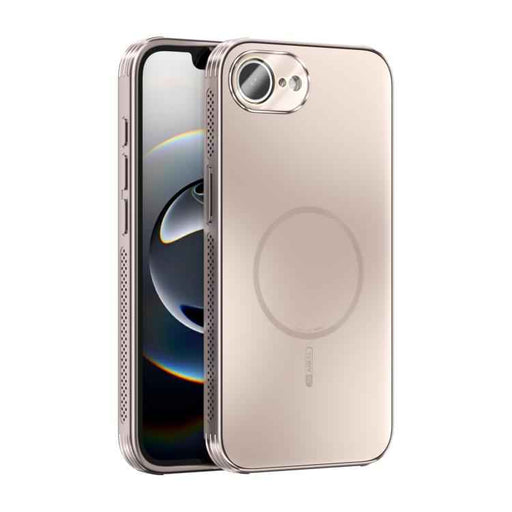 For iPhone 16e ABEEL Heat Dissipation Frosted MagSafe Phone Case with Lens Film(Rose Gold)
