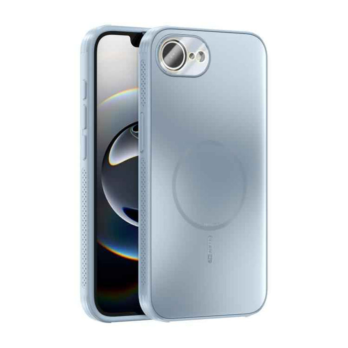 For iPhone 16e ABEEL Heat Dissipation Frosted MagSafe Phone Case with Lens Film(Light Blue)