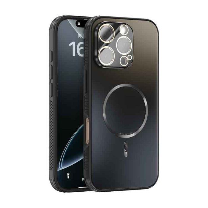 For iPhone 16 Pro ABEEL Heat Dissipation Frosted MagSafe Phone Case with Lens Film(Black)