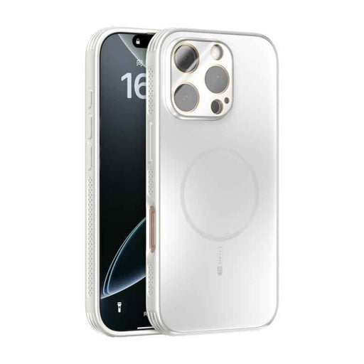 For iPhone 16 Pro ABEEL Heat Dissipation Frosted MagSafe Phone Case with Lens Film(White)