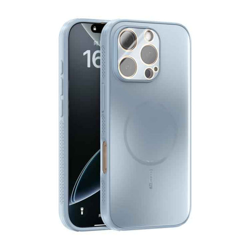 For iPhone 16 Pro ABEEL Heat Dissipation Frosted MagSafe Phone Case with Lens Film(Light Blue)