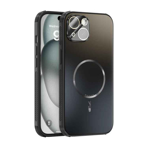 For iPhone 15 ABEEL Heat Dissipation Frosted MagSafe Phone Case with Lens Film(Black)