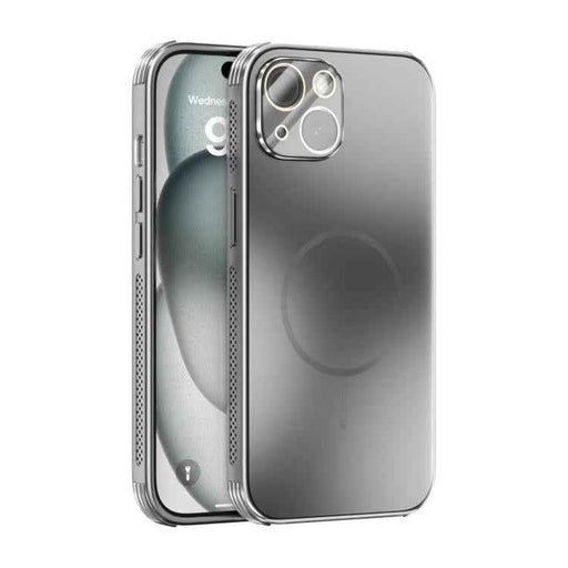 For iPhone 15 ABEEL Heat Dissipation Frosted MagSafe Phone Case with Lens Film(Silver)