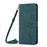 For iPhone 17 Pro Max Skin Feel Heart Embossed Leather Phone Case with Long Lanyard(Green)