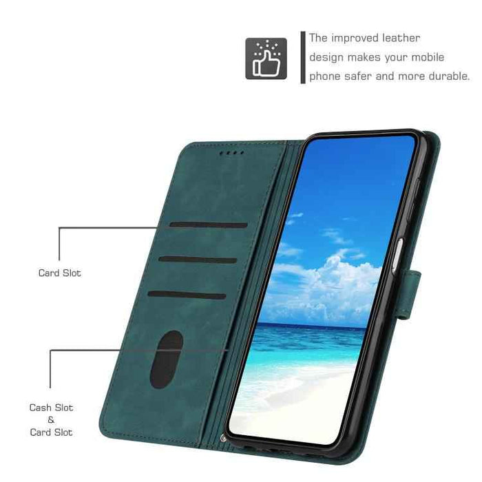 For iPhone 17 Pro Max Skin Feel Heart Embossed Leather Phone Case with Long Lanyard(Green)