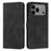For iPhone 17 Pro Max Skin Feel Heart Embossed Leather Phone Case with Long Lanyard(Black)
