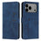 For iPhone 17 Pro Max Skin Feel Heart Embossed Leather Phone Case with Long Lanyard(Blue)