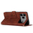 For iPhone 17 Pro Max Skin Feel Heart Embossed Leather Phone Case with Long Lanyard(Brown)