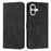 For iPhone 17 Skin Feel Heart Embossed Leather Phone Case with Long Lanyard(Black)