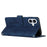 For iPhone 17 Skin Feel Heart Embossed Leather Phone Case with Long Lanyard(Blue)