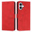 For iPhone 17 Skin Feel Heart Embossed Leather Phone Case with Long Lanyard(Red)