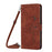 For iPhone 17 Skin Feel Heart Embossed Leather Phone Case with Long Lanyard(Brown)