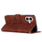 For iPhone 17 Skin Feel Heart Embossed Leather Phone Case with Long Lanyard(Brown)