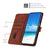 For iPhone 17 Skin Feel Heart Embossed Leather Phone Case with Long Lanyard(Brown)