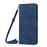 For iPhone 17 Air Skin Feel Heart Embossed Leather Phone Case with Long Lanyard(Blue)
