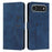 For iPhone 17 Air Skin Feel Heart Embossed Leather Phone Case with Long Lanyard(Blue)