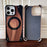 For iPhone 16 Pro Walnut Metal Frameless 360 Degree Rotation Holder MagSafe Phone Case(Silver)