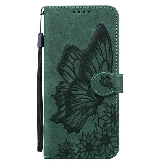 For iPhone 17 Pro Max Retro Skin Feel Butterflies Embossing Horizontal Flip Leather Phone Case(Green)