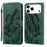 For iPhone 17 Pro Max Retro Skin Feel Butterflies Embossing Horizontal Flip Leather Phone Case(Green)