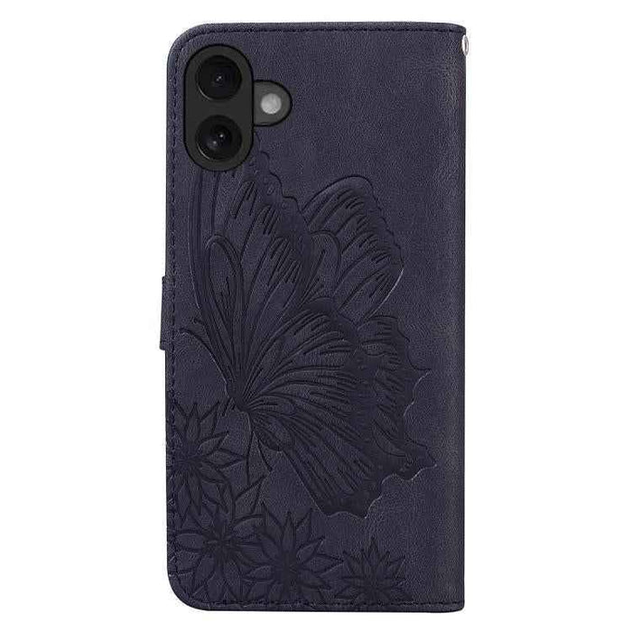 For iPhone 17 Retro Skin Feel Butterflies Embossing Horizontal Flip Leather Phone Case(Black)