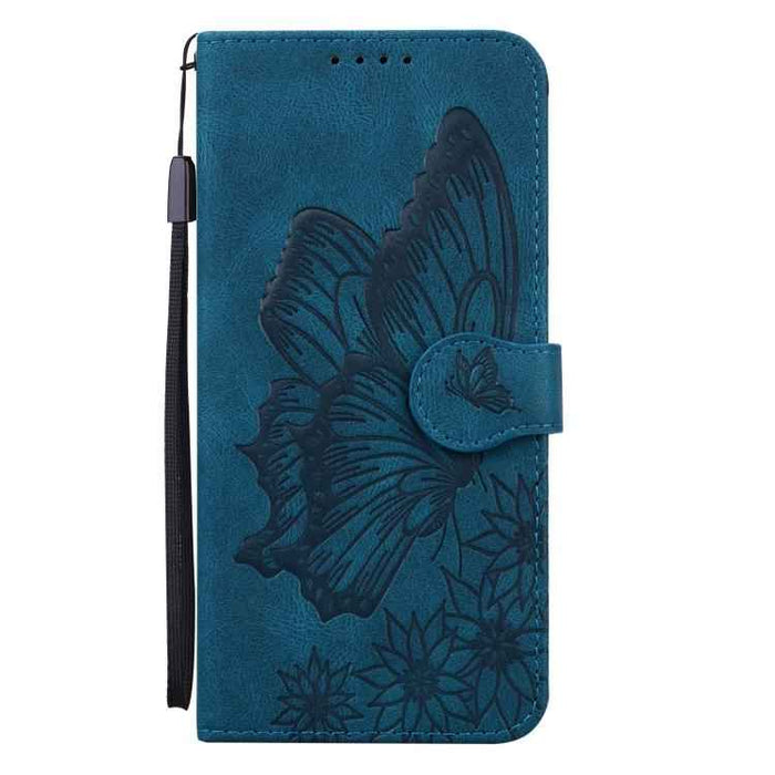 For iPhone 17 Retro Skin Feel Butterflies Embossing Horizontal Flip Leather Phone Case(Blue)