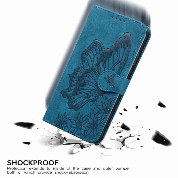 For iPhone 17 Retro Skin Feel Butterflies Embossing Horizontal Flip Leather Phone Case(Blue)
