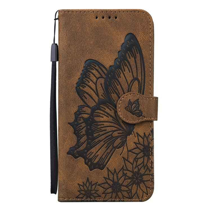 For iPhone 17 Retro Skin Feel Butterflies Embossing Horizontal Flip Leather Phone Case(Brown)