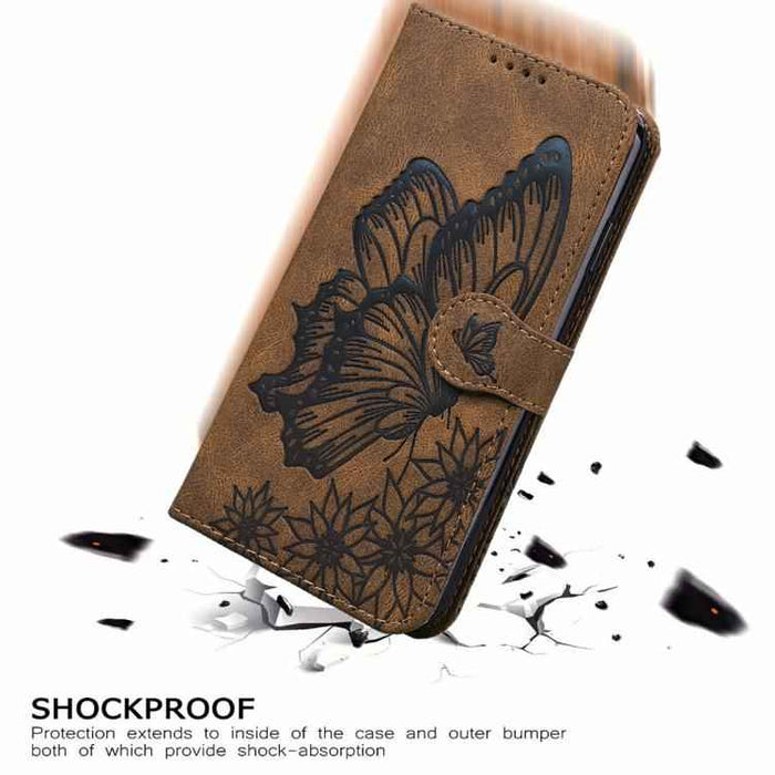 For iPhone 17 Retro Skin Feel Butterflies Embossing Horizontal Flip Leather Phone Case(Brown)