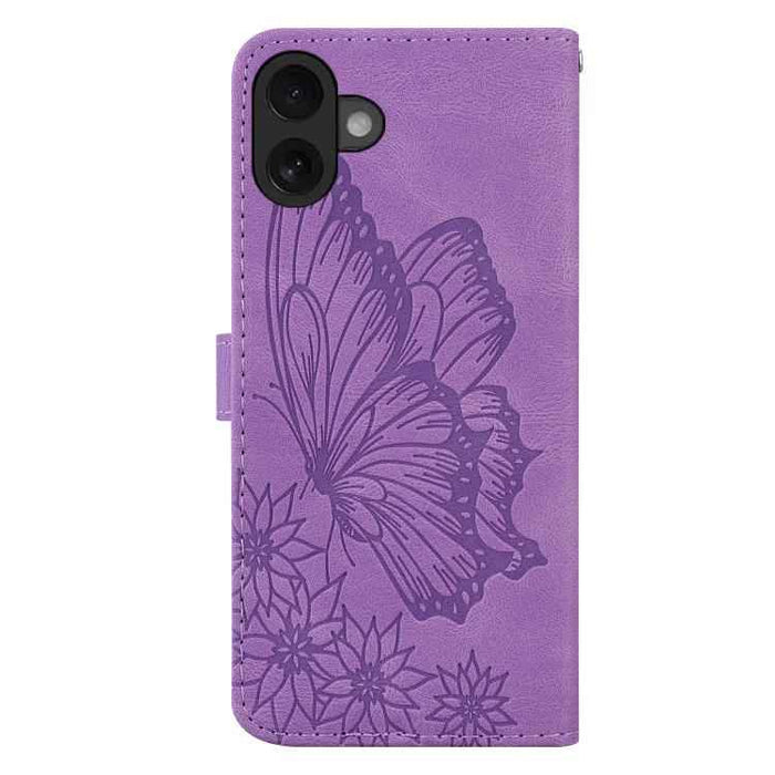 For iPhone 17 Retro Skin Feel Butterflies Embossing Horizontal Flip Leather Phone Case(Purple)