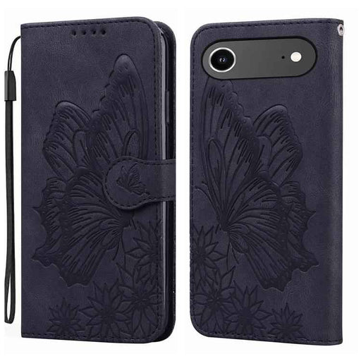 For iPhone 17 Air Retro Skin Feel Butterflies Embossing Horizontal Flip Leather Phone Case(Black)