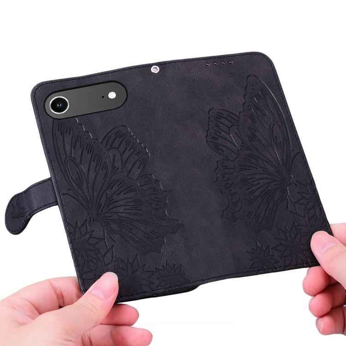 For iPhone 17 Air Retro Skin Feel Butterflies Embossing Horizontal Flip Leather Phone Case(Black)