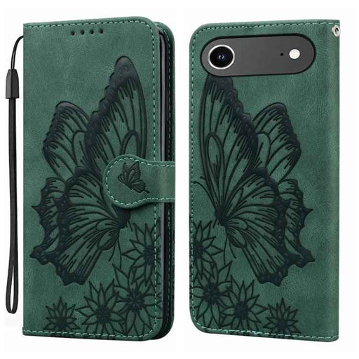 For iPhone 17 Air Retro Skin Feel Butterflies Embossing Horizontal Flip Leather Phone Case(Green)