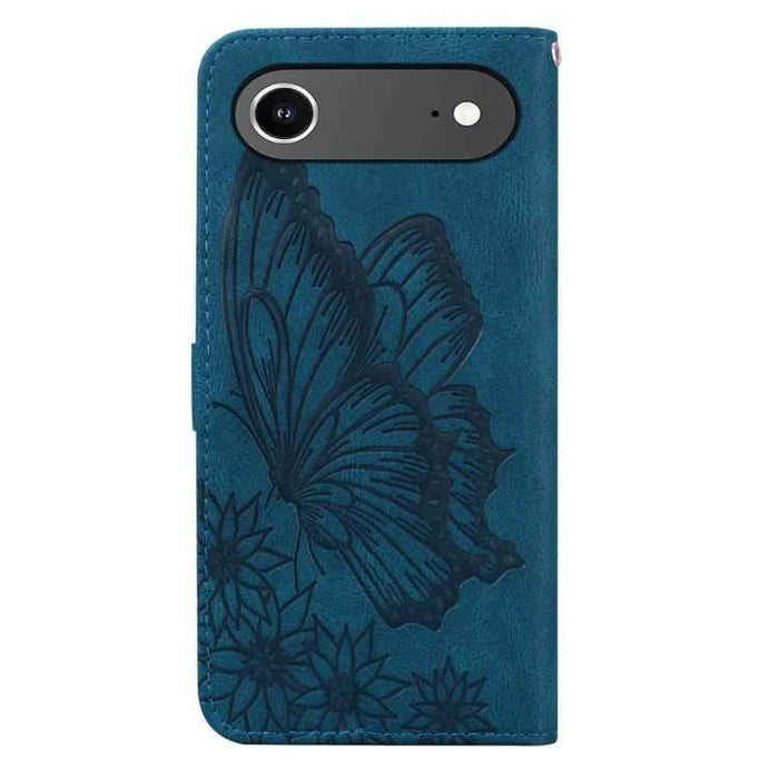 For iPhone 17 Air Retro Skin Feel Butterflies Embossing Horizontal Flip Leather Phone Case(Blue)