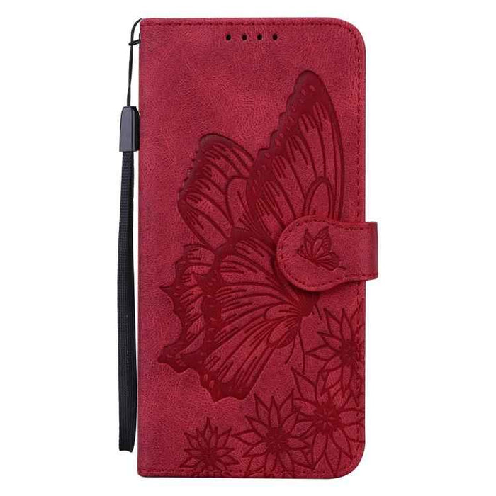 For iPhone 17 Air Retro Skin Feel Butterflies Embossing Horizontal Flip Leather Phone Case(Red)