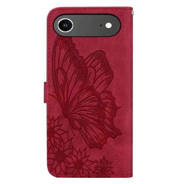 For iPhone 17 Air Retro Skin Feel Butterflies Embossing Horizontal Flip Leather Phone Case(Red)
