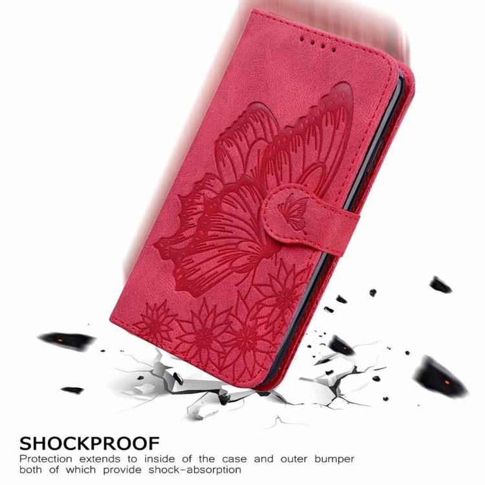For iPhone 17 Air Retro Skin Feel Butterflies Embossing Horizontal Flip Leather Phone Case(Red)