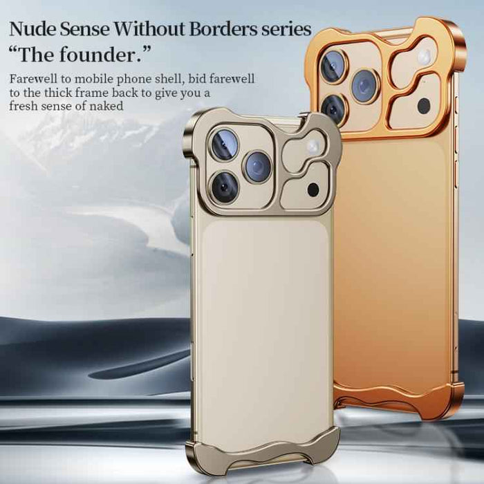 For iPhone 17 Pro Frameless Metal Corner Pad Phone Case with Lens Film(Grey)