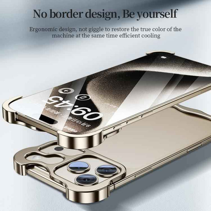 For iPhone 17 Pro Frameless Metal Corner Pad Phone Case with Lens Film(Grey)