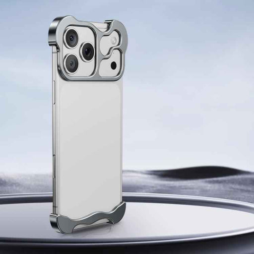 For iPhone 17 Pro Frameless Metal Corner Pad Phone Case with Lens Film(Grey)