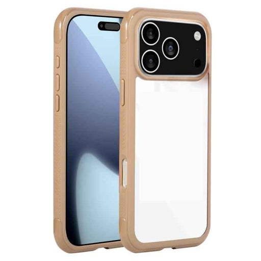 For iPhone 17 Pro Max Solid Color Edge Transparency Acrylic TPU Phone Case(Brown)