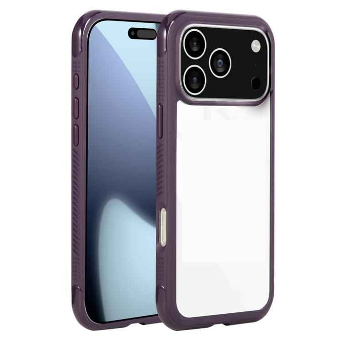 For iPhone 17 Pro Max Solid Color Edge Transparency Acrylic TPU Phone Case(Dark Purple)