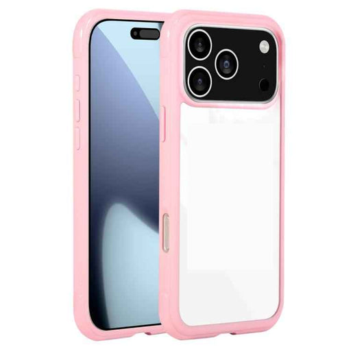 For iPhone 17 Pro Max Solid Color Edge Transparency Acrylic TPU Phone Case(Pink)