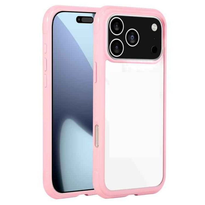 For iPhone 17 Pro Max Solid Color Edge Transparency Acrylic TPU Phone Case(Pink)