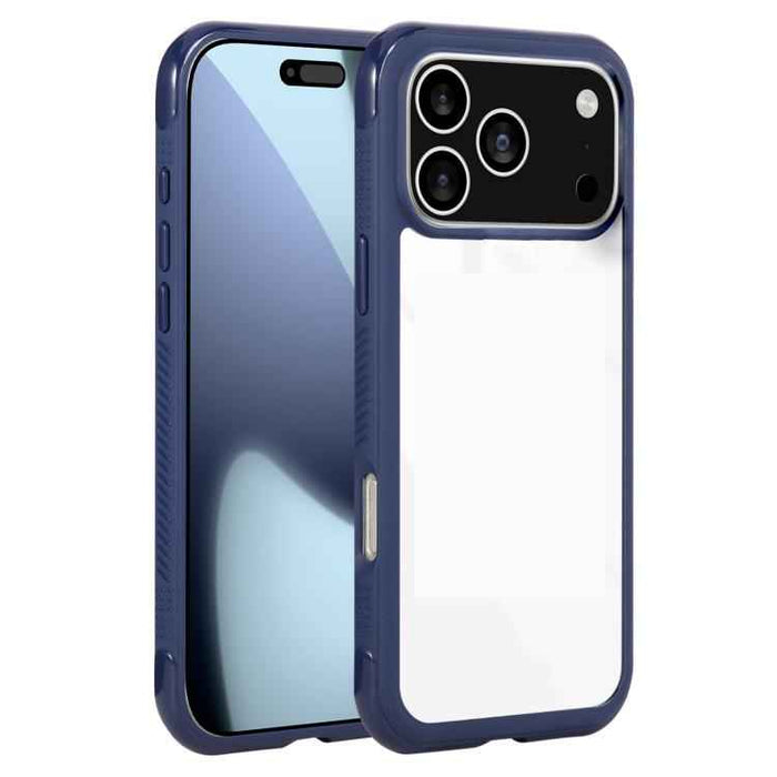 For iPhone 17 Pro Max Solid Color Edge Transparency Acrylic TPU Phone Case(Royal Blue)
