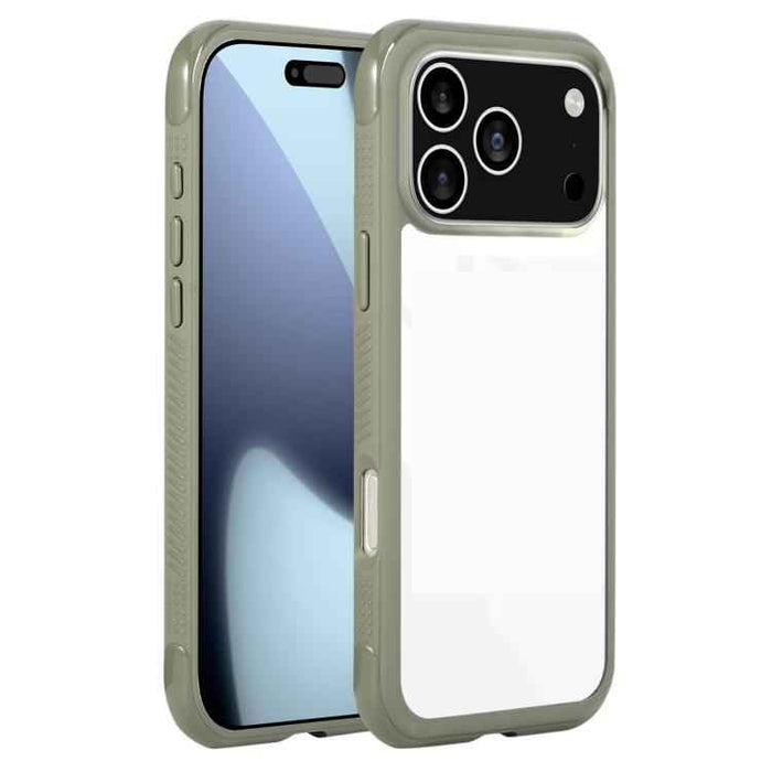 For iPhone 17 Pro Max Solid Color Edge Transparency Acrylic TPU Phone Case(Army Green)