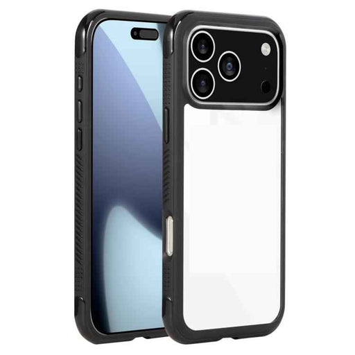 For iPhone 17 Pro Max Solid Color Edge Transparency Acrylic TPU Phone Case(Black)