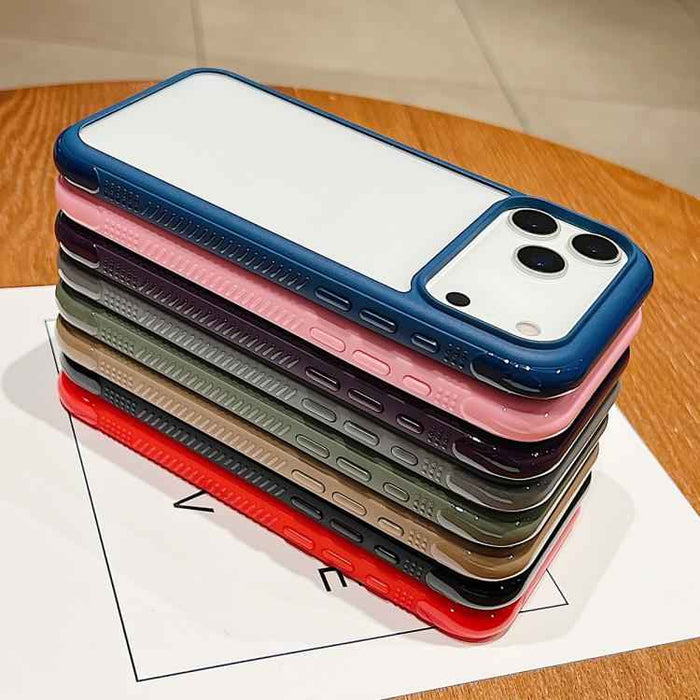 For iPhone 17 Pro Max Solid Color Edge Transparency Acrylic TPU Phone Case(Grey)