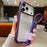 For iPhone 17 Pro Max Solid Color Edge Transparency Acrylic TPU Phone Case with Wrist Strap(Dark Purple)