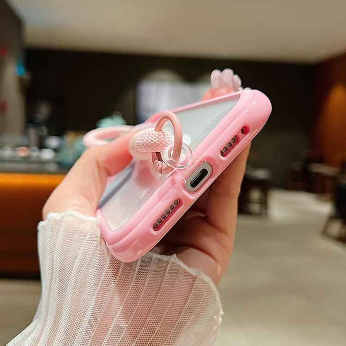 For iPhone 17 Pro Max Solid Color Edge Transparency Acrylic TPU Phone Case with Wrist Strap(Dark Purple)